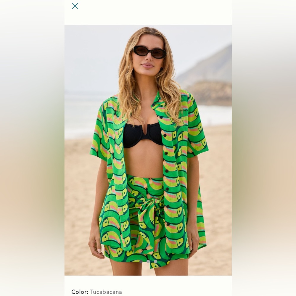 NWT Farm Rio x Anthropologie oversized toucan shirt sz L